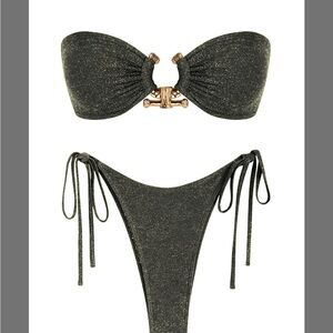 Elegant Black Glitter Bikini Set